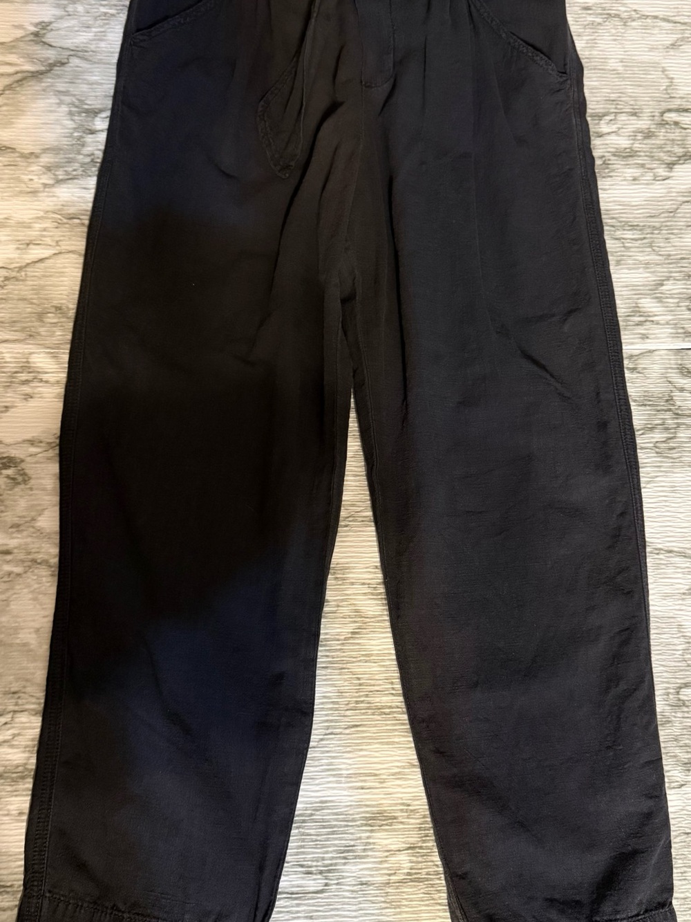 Anthropologie Black Cotton Belted High Rise Tapered Trouser Womens Pants Size XS - Picture 2 of 10